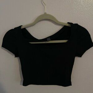 SHEIN Black Ribbed Women's Crop Top